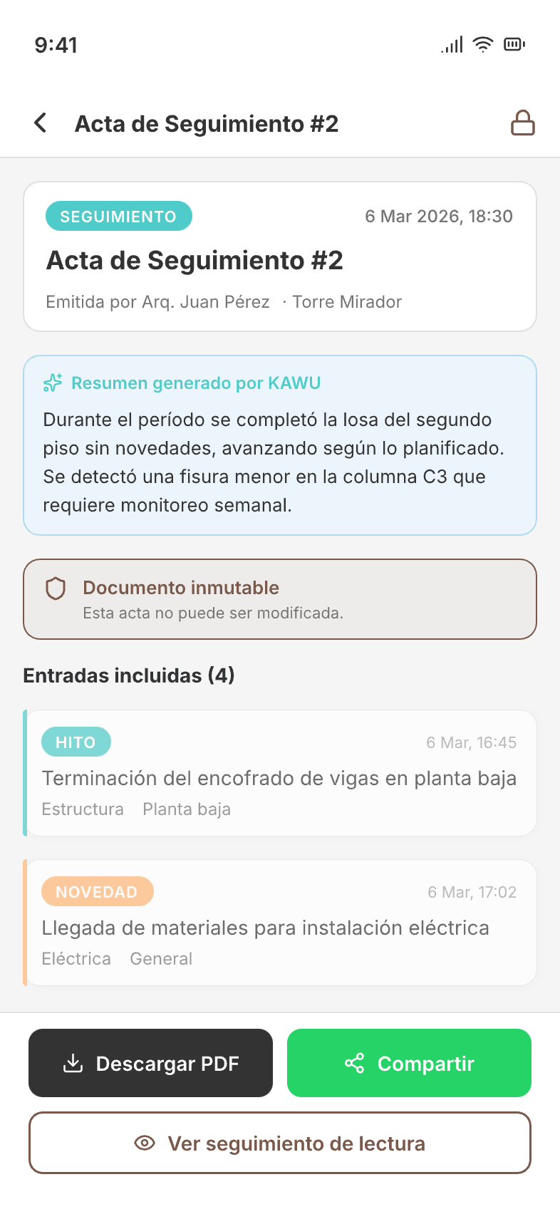 Actas certificadas KAWU